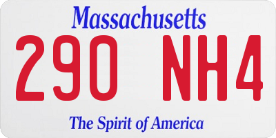 MA license plate 290NH4