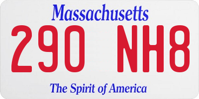MA license plate 290NH8