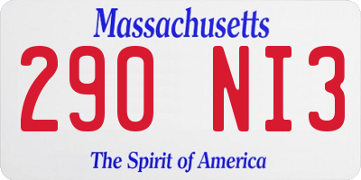 MA license plate 290NI3