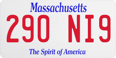 MA license plate 290NI9