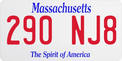 MA license plate 290NJ8