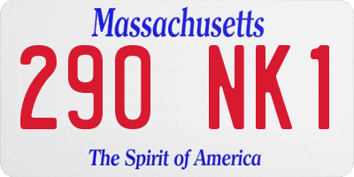 MA license plate 290NK1
