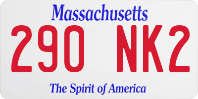 MA license plate 290NK2