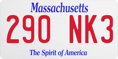 MA license plate 290NK3