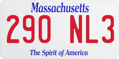 MA license plate 290NL3