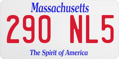 MA license plate 290NL5