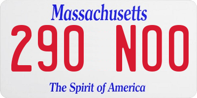 MA license plate 290NO0