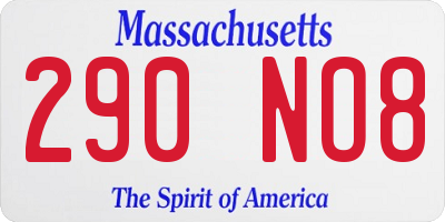 MA license plate 290NO8