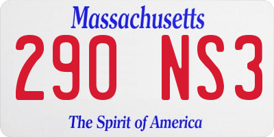 MA license plate 290NS3