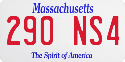 MA license plate 290NS4