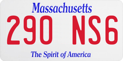 MA license plate 290NS6