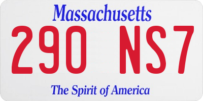 MA license plate 290NS7