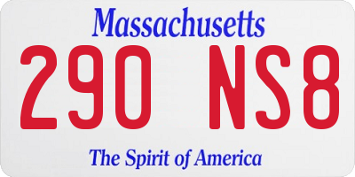 MA license plate 290NS8