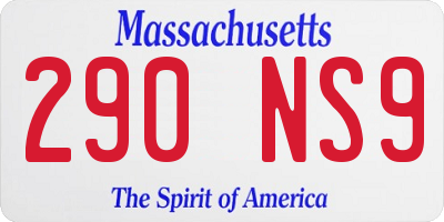 MA license plate 290NS9