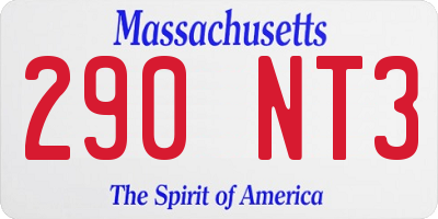 MA license plate 290NT3