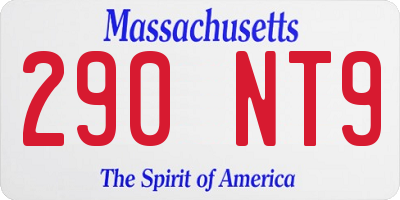 MA license plate 290NT9