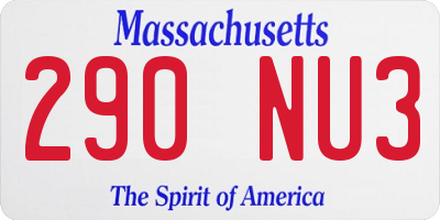 MA license plate 290NU3