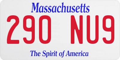 MA license plate 290NU9