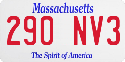 MA license plate 290NV3