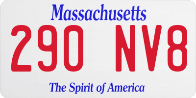 MA license plate 290NV8