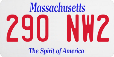 MA license plate 290NW2