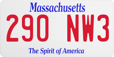 MA license plate 290NW3