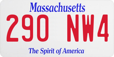 MA license plate 290NW4