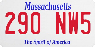 MA license plate 290NW5