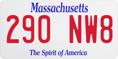 MA license plate 290NW8