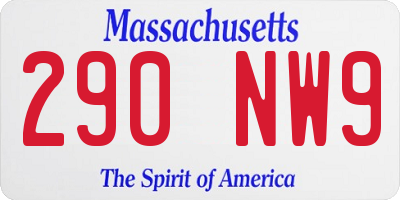 MA license plate 290NW9