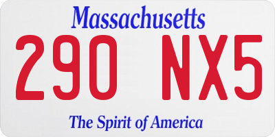 MA license plate 290NX5