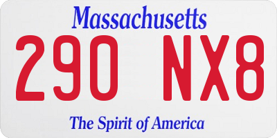 MA license plate 290NX8