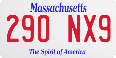 MA license plate 290NX9