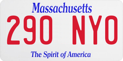MA license plate 290NY0