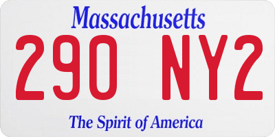 MA license plate 290NY2
