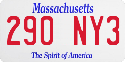 MA license plate 290NY3