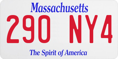 MA license plate 290NY4