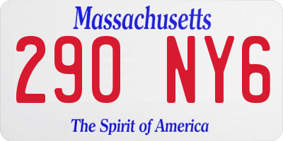 MA license plate 290NY6