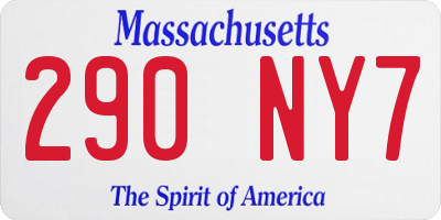 MA license plate 290NY7