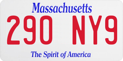 MA license plate 290NY9