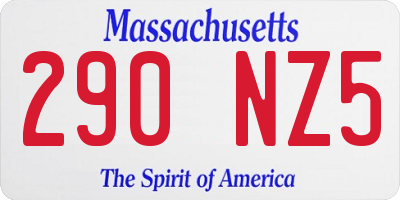 MA license plate 290NZ5