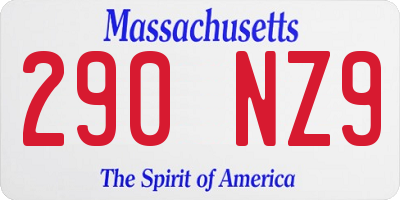 MA license plate 290NZ9
