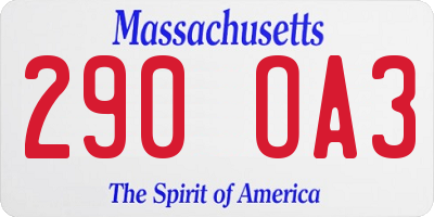 MA license plate 290OA3