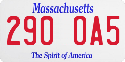 MA license plate 290OA5