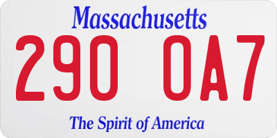 MA license plate 290OA7