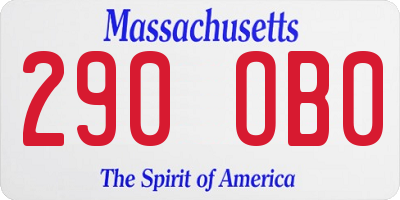 MA license plate 290OB0