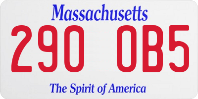 MA license plate 290OB5