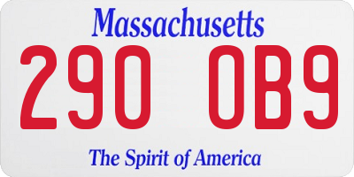 MA license plate 290OB9