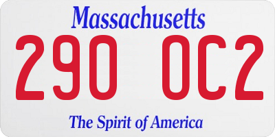 MA license plate 290OC2