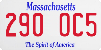 MA license plate 290OC5